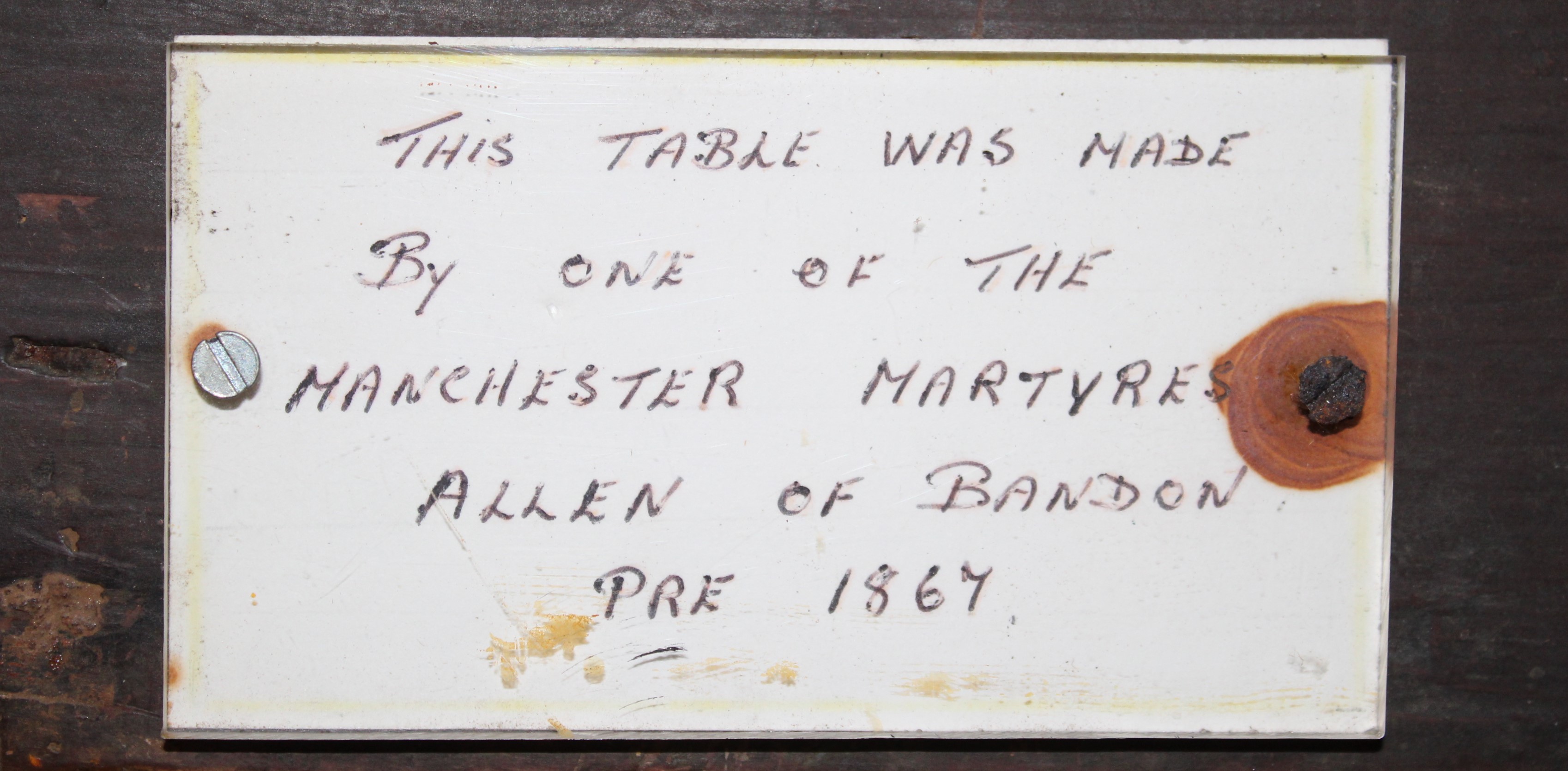 Apprentice Table made by the late William Philip Allen - Manchester ...